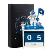 EUDIDV Countdown Calendar Desk Calendar 2024-2024, Wooden Block Perpetual Calendar Month Date Display Classroom Office Decor For Men Women Planner Calendar